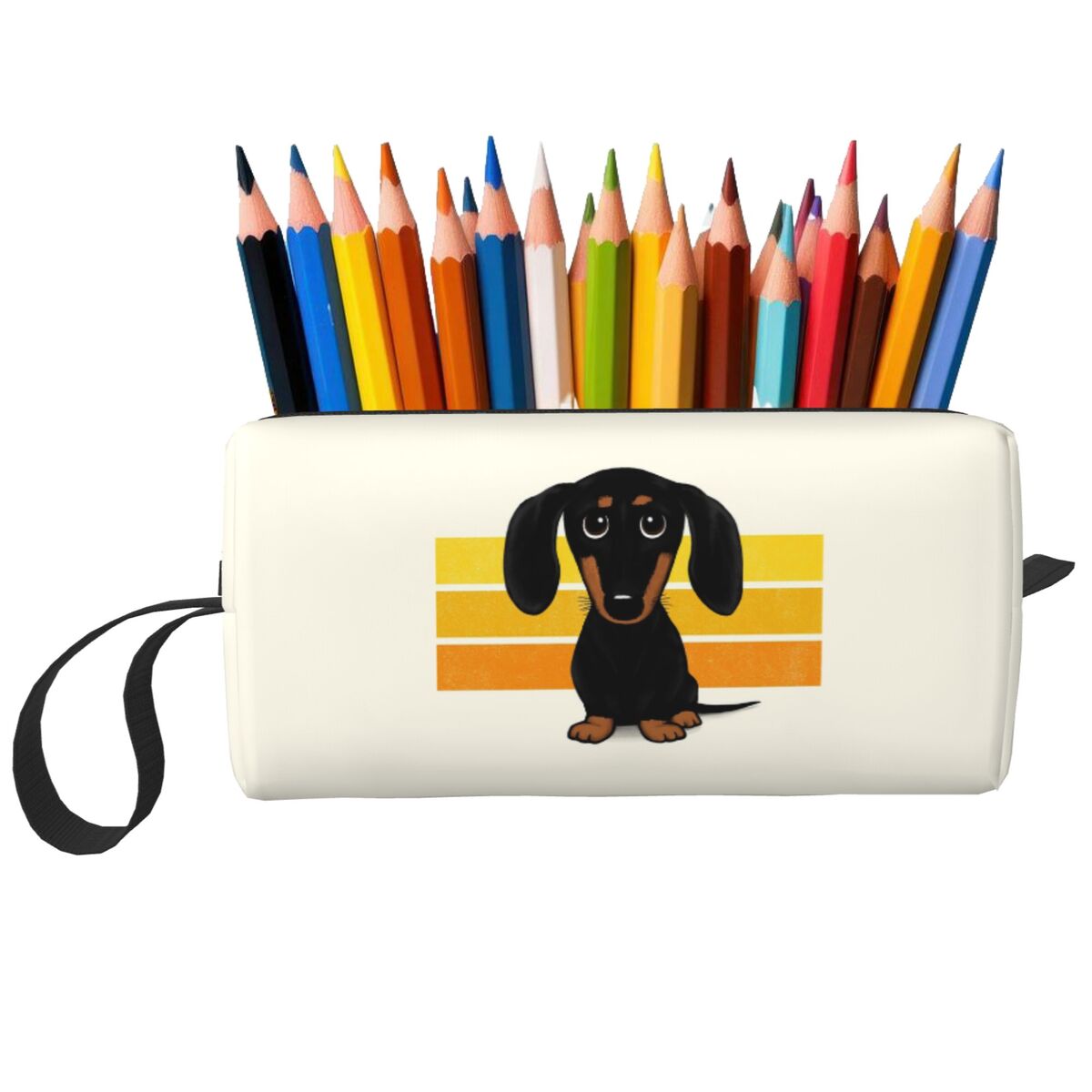 Tan Stationery & Office Supply - Uroczy czarno-brązowy, gładki, malowany pies jamnik